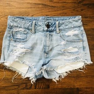 American Eagle Light Wash High-Waisted Shorts